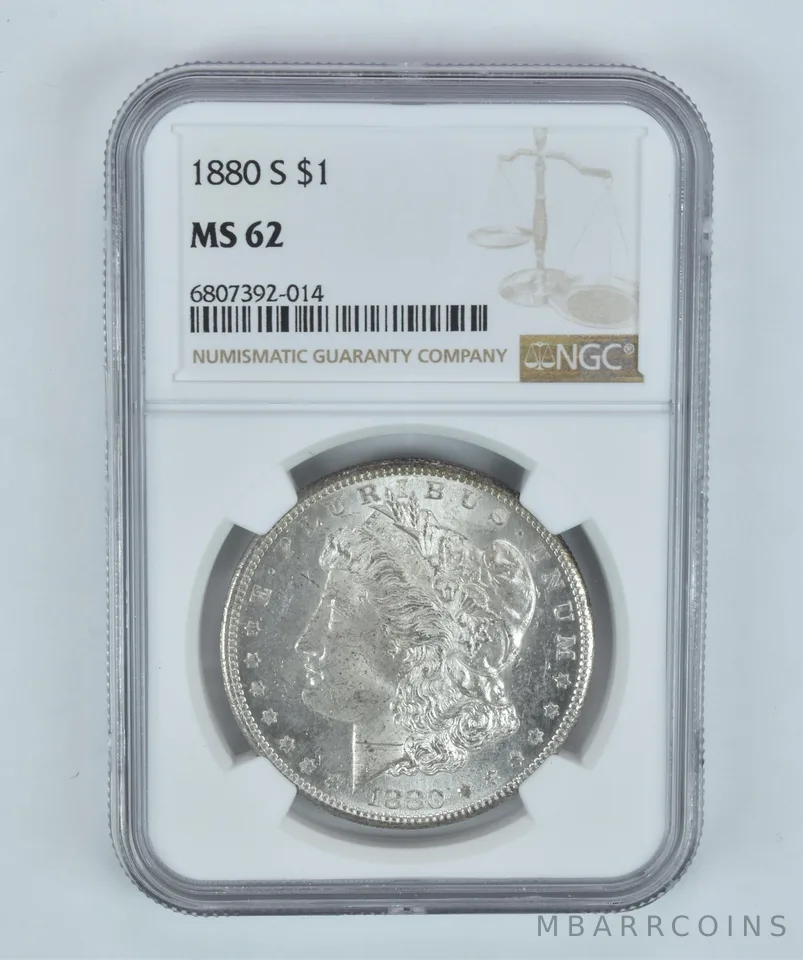 MS62 1880-S Morgan Silver Dollar NGC Beautifully Toned a2221