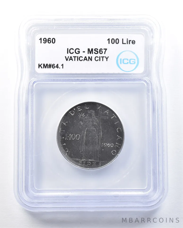1960 Vatican City 100 Lire KM#64.1 MS67 ICG a9001