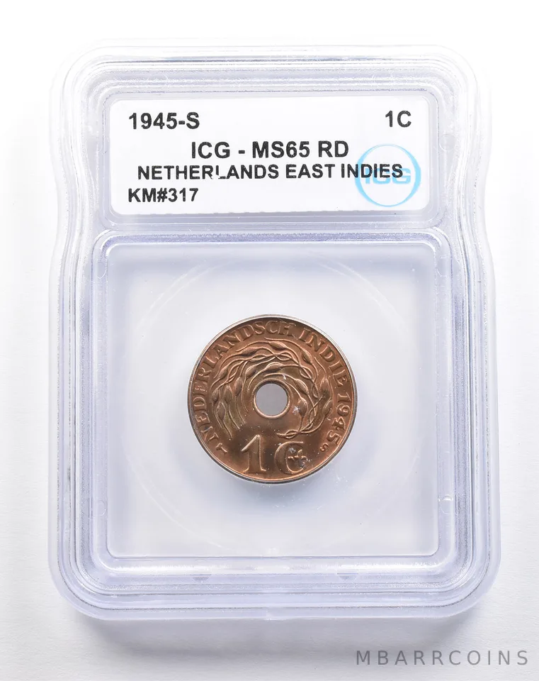 1945 S Netherlands East Indies 1 Cent KM#317 MS65 RD ICG *5472