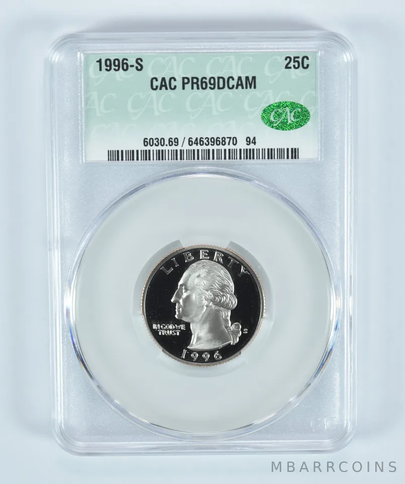 1996-S Washington Quarter PR69 DCAM CAC CACg