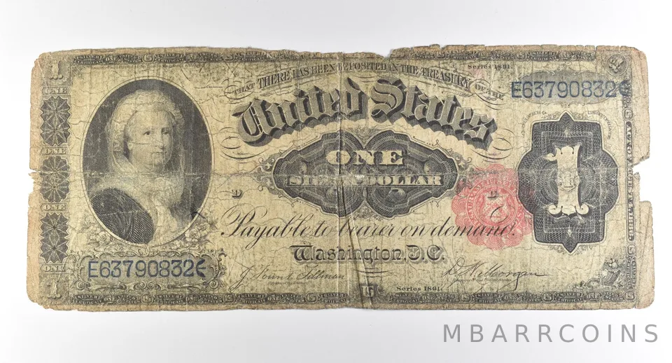 1891 $1 Silver Certificate Large Note Red Seal *3733