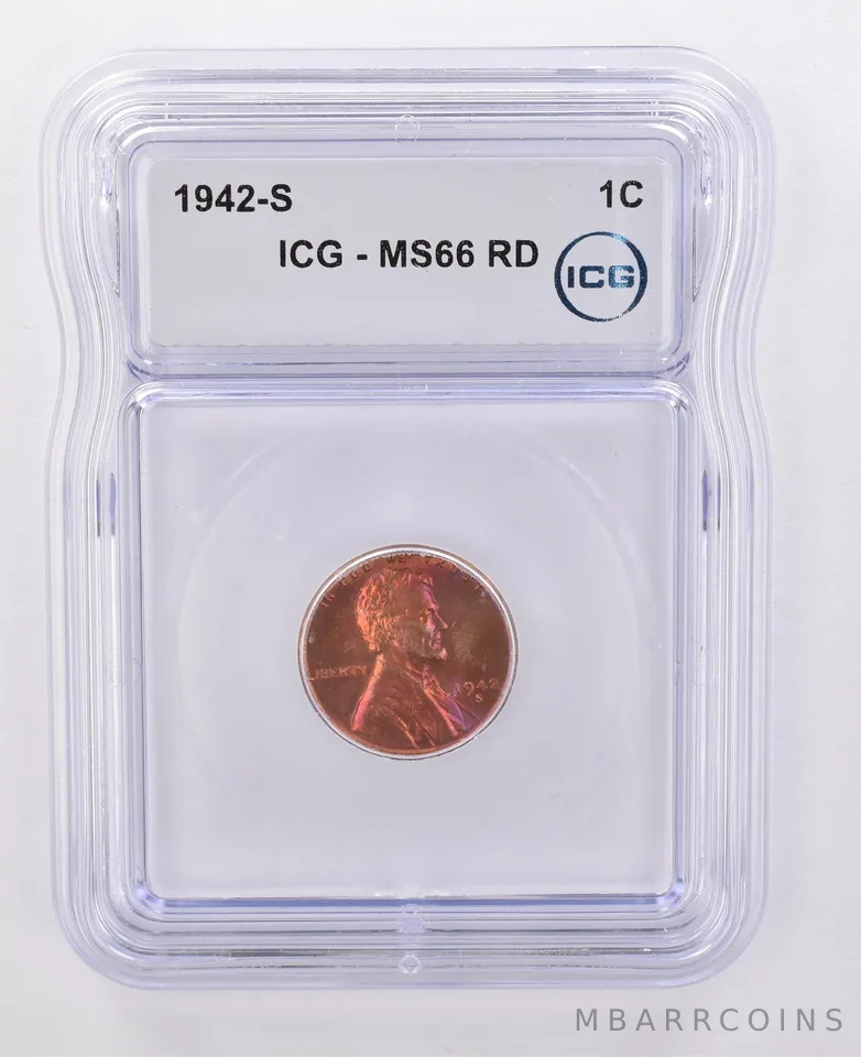 1942-S Lincoln Wheat Cent MS66 RD ICG Beautiful Tone *0090