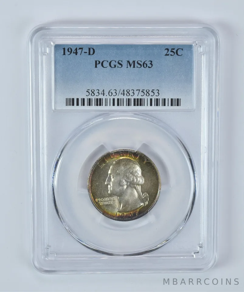 1947-D Washington Quarter MS63 PCGS Beautifully Toned *7254