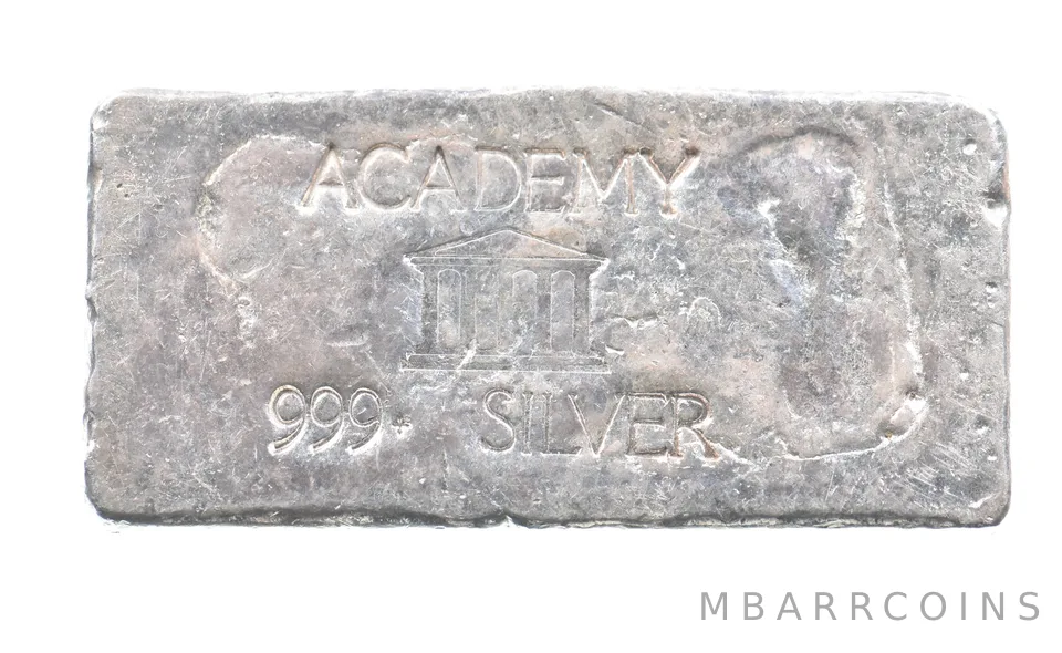 5.1 Troy Oz Silver Bar Academy Vintage Poured Loaf CSRCO Odd *2936