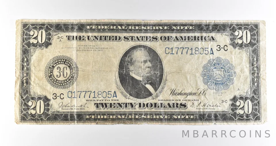 1914 $20 Philadelphia PA FRN Blue Seal Large Note Fr#974 *4702