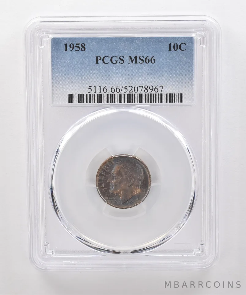 1958 Roosevelt Dime MS66 PCGS Beautiful Tone *1866