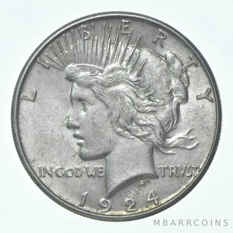 (1) 1924-S Choice AU Peace Silver Dollar 90% - CH AU Almost Unc - San Fran