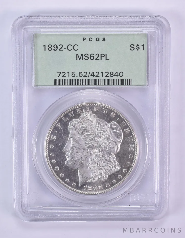 1892-CC Morgan Silver Dollar MS62 PL PCGS OGH *1084