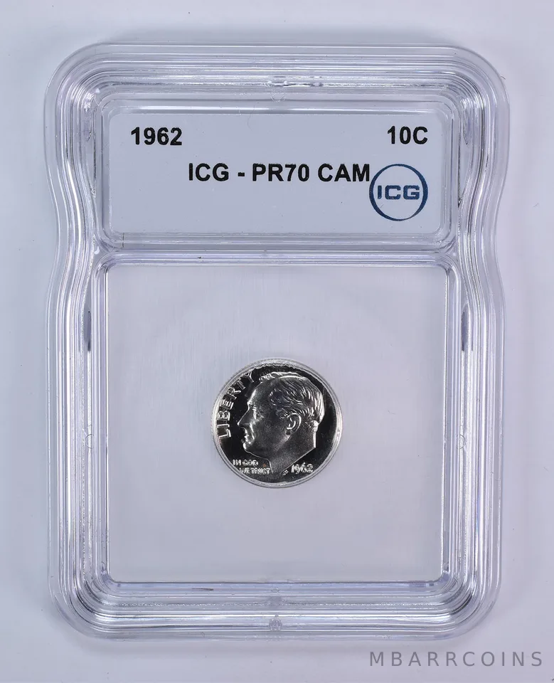 1962 Roosevelt Dime PR70 CAM ICG