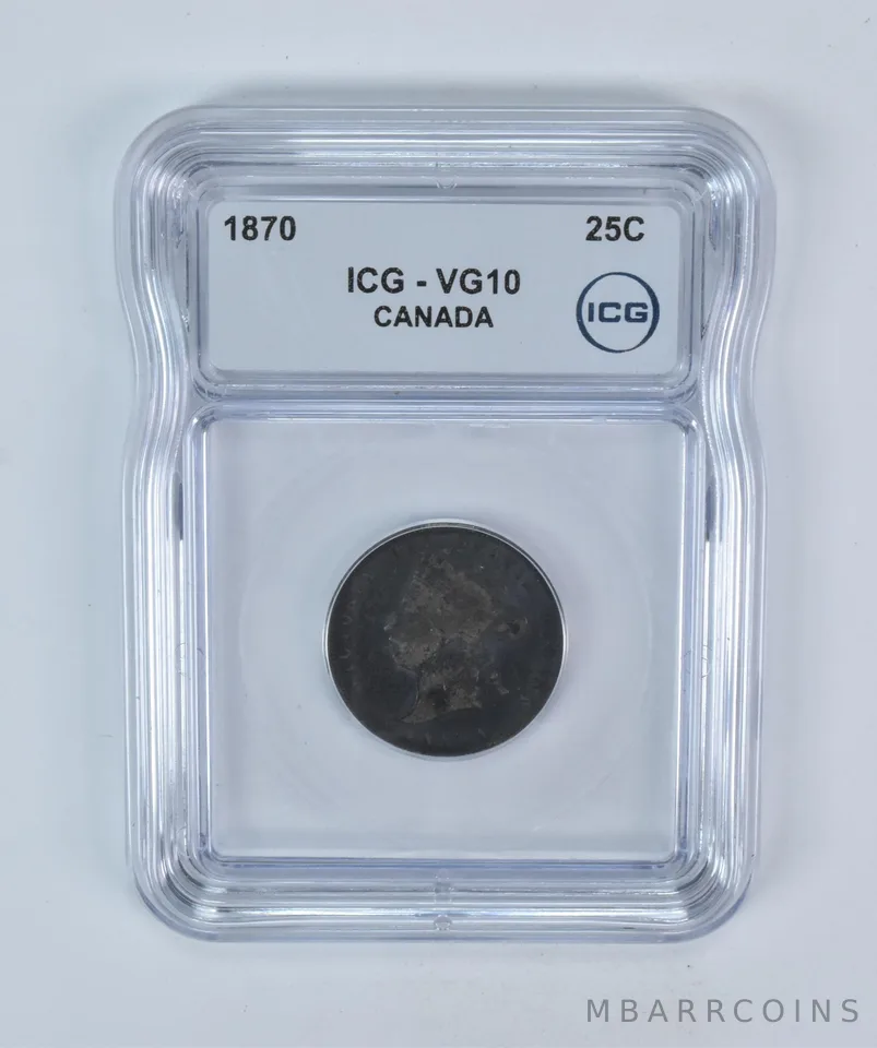 1870 Canada 25 Cents VG10 ICG *5694