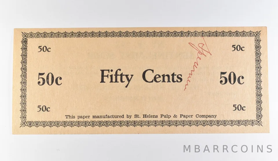 1936 50 Cent St Helens Sentinel-Mist Scrip *9742
