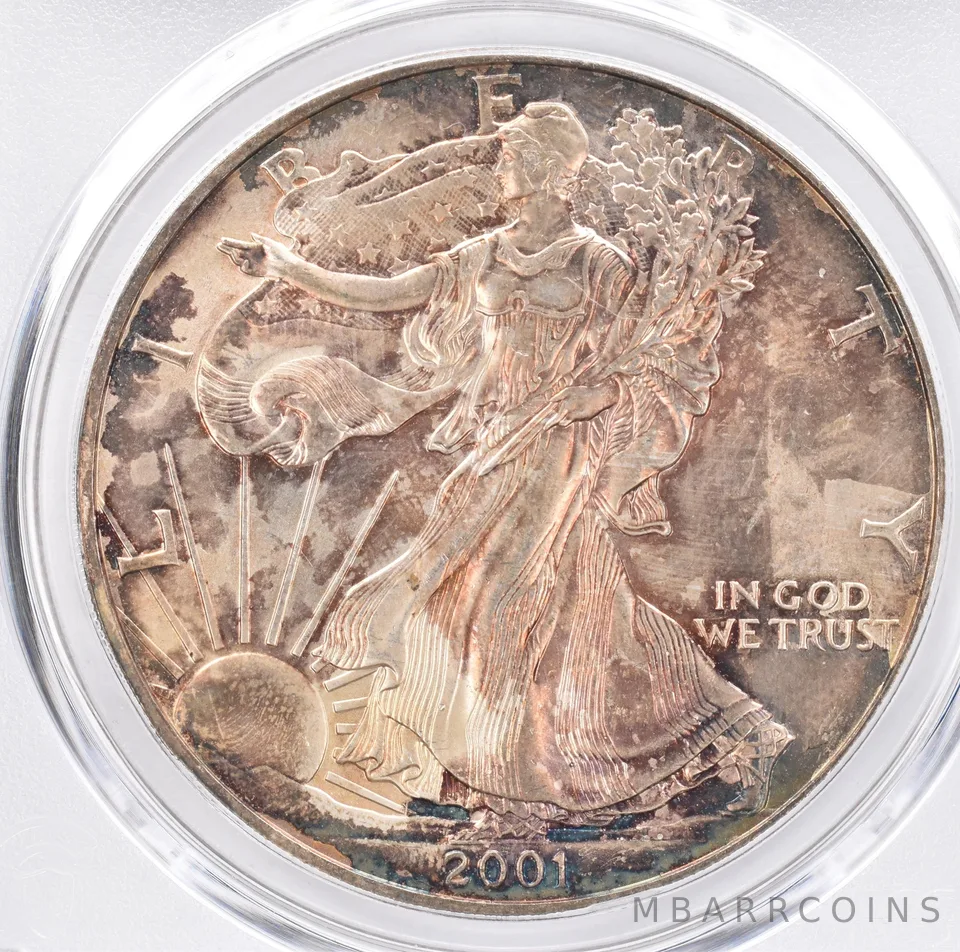 2001 American Silver Eagle MS64 PCGS Beautiful Tone *1477