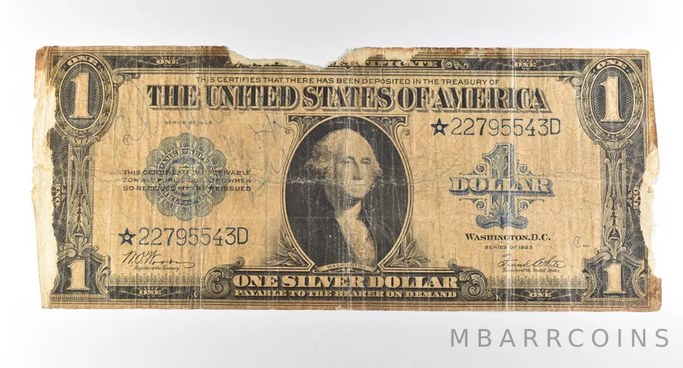 1923 $1 Silver Certificate Star Note Large Note Blue Seal *2904