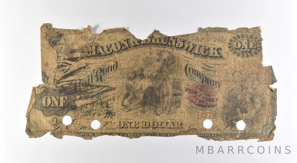 1861 $1 Macon & Brunswick Rail Road Company Obsolete Note *3167