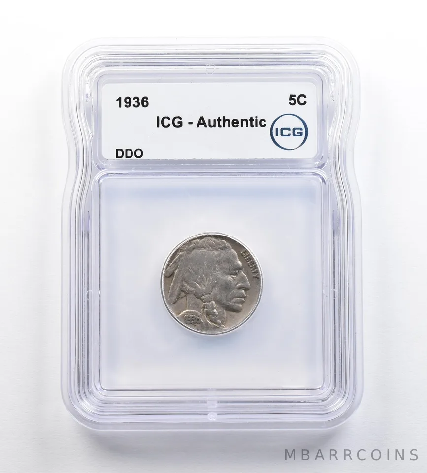 1936 Indian Head Buffalo Nickel DDO Authentic ICG *9186