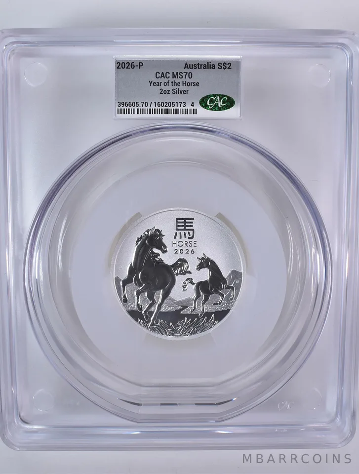 2026 P Australia 2 Dollars Silver Year Of The Horse 2 Oz Silver MS70 CAC CACg