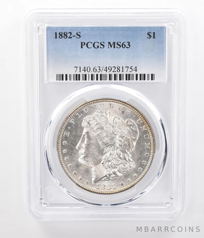 1882-S Morgan Silver Dollar MS63 PCGS Awesome Toned Reverse a0665