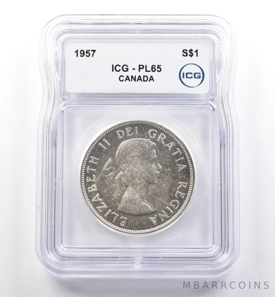 1957 Canada 1 Dollar Silver PL65 ICG *0268