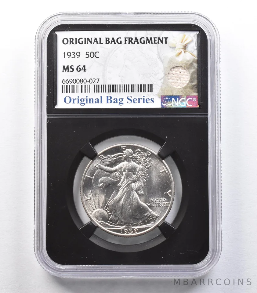 1939 Walking Liberty Half Dollar Original Bag Fragment MS64 NGC *2055