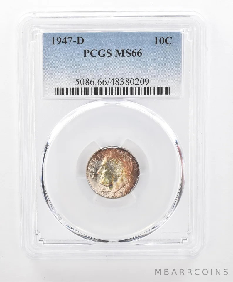 1947-D Roosevelt Dime MS66 PCGS Beautiful Tone *2766