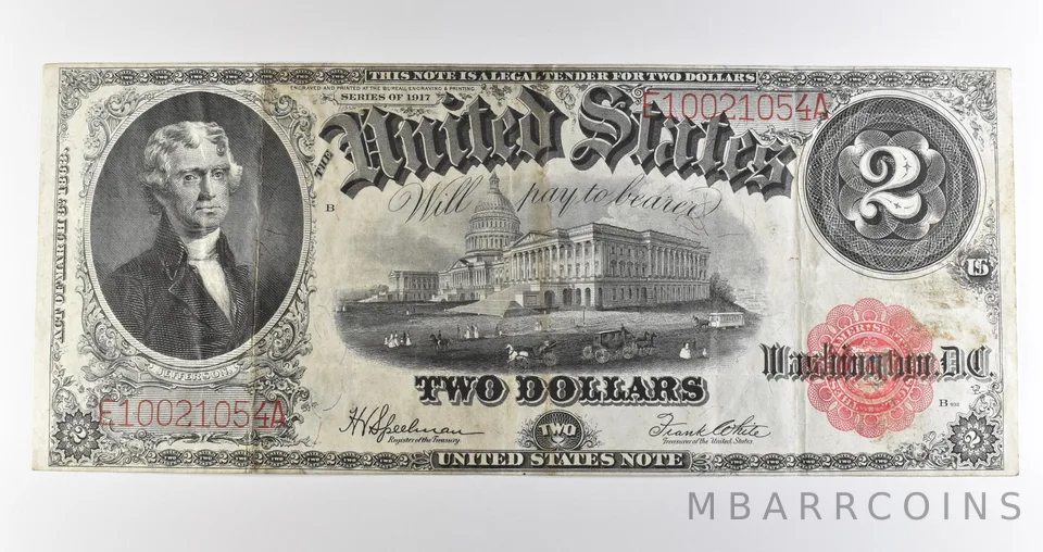 1917 $2 Legal Tender Large Note Red Seal *3568