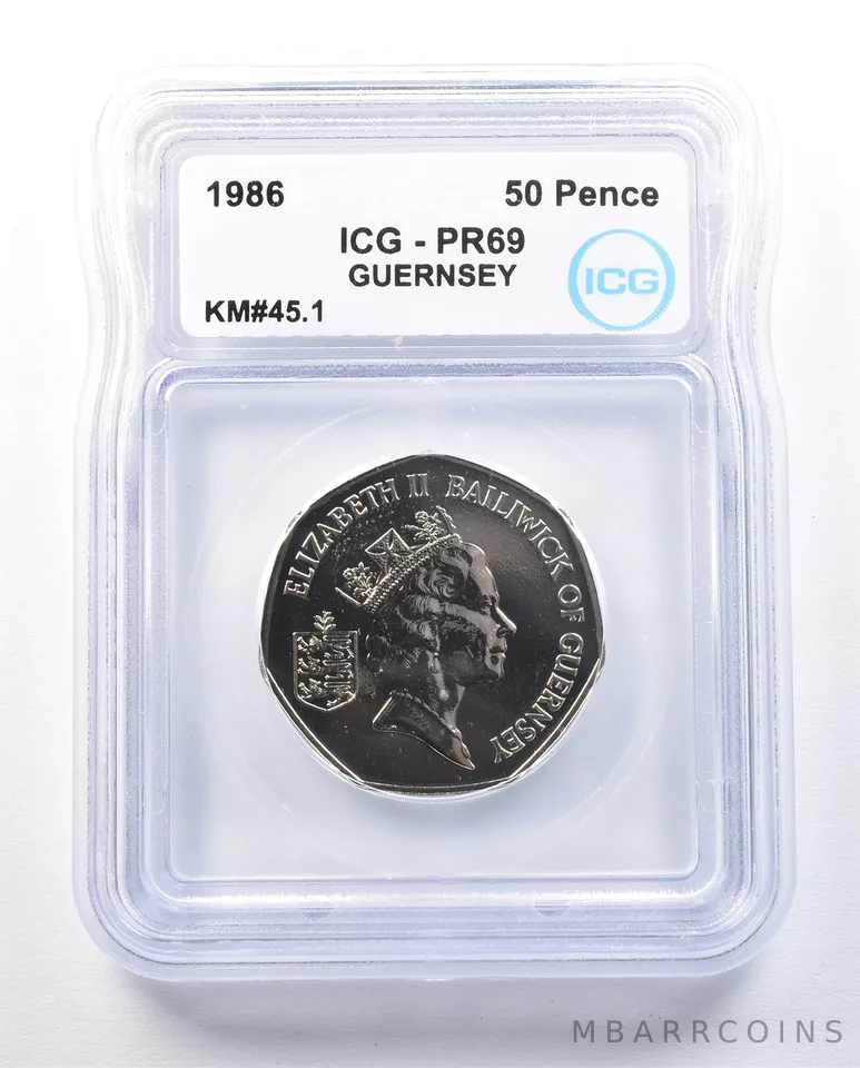 1986 Guernsey 50 Pence KM#45.1 PR69 ICG *8975
