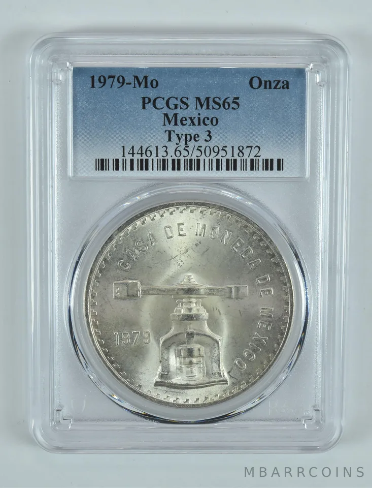 1979 Mo Mexico 1 Onza Silver Type 3 MS65 PCGS Blue Label