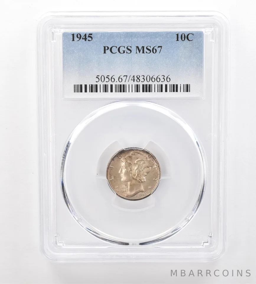 1945 Mercury Dime MS67 PCGS Beautiful Tone *7435