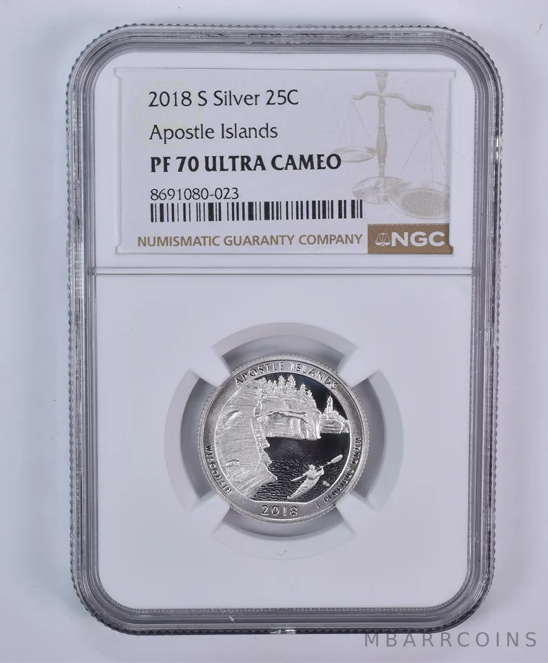 2018-S Washington Quarter ATB Silver Apostle Islands PF70 UCAM NGC