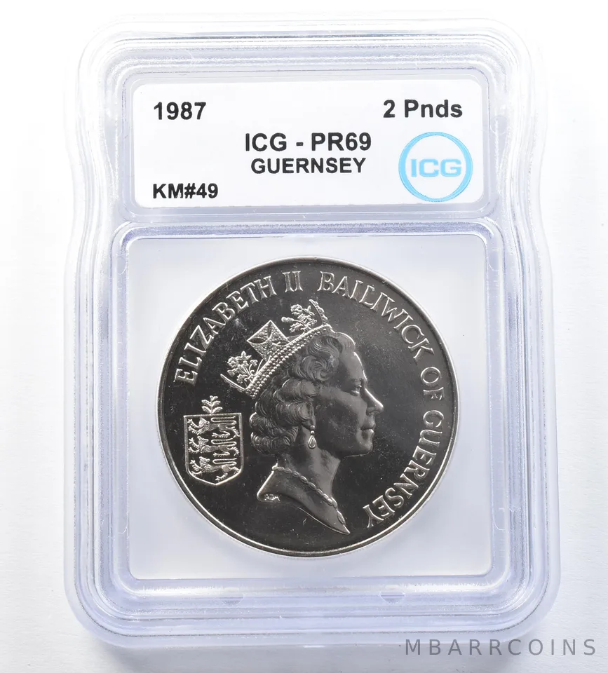 1987 Great Britain 2 Pounds Guernsey KM$49 PR69 ICG *8878