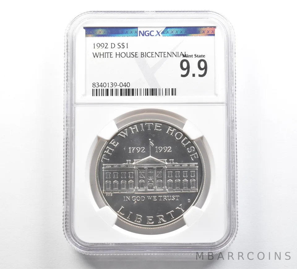 1992-D White House Commemorative Silver Dollar Mint State 9.9 NGC X NGCX
