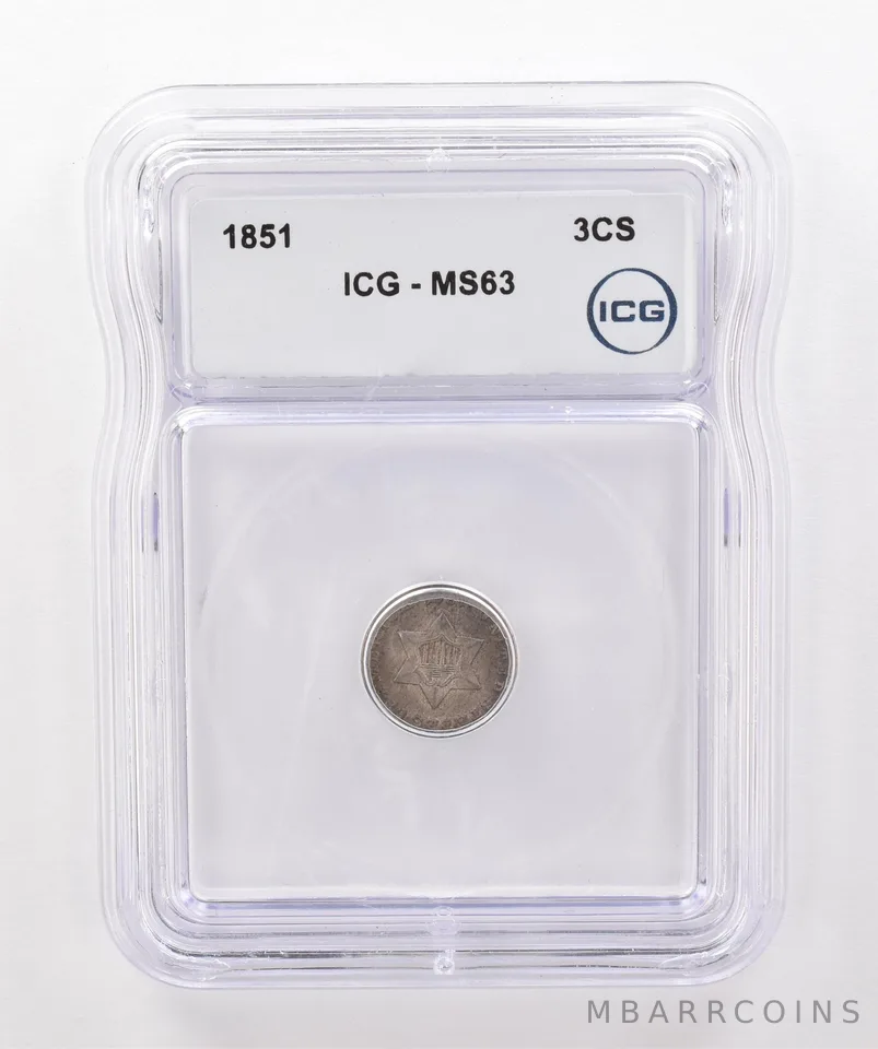 1851 3 Cent Trime MS63 ICG Beautiful Tone *2050