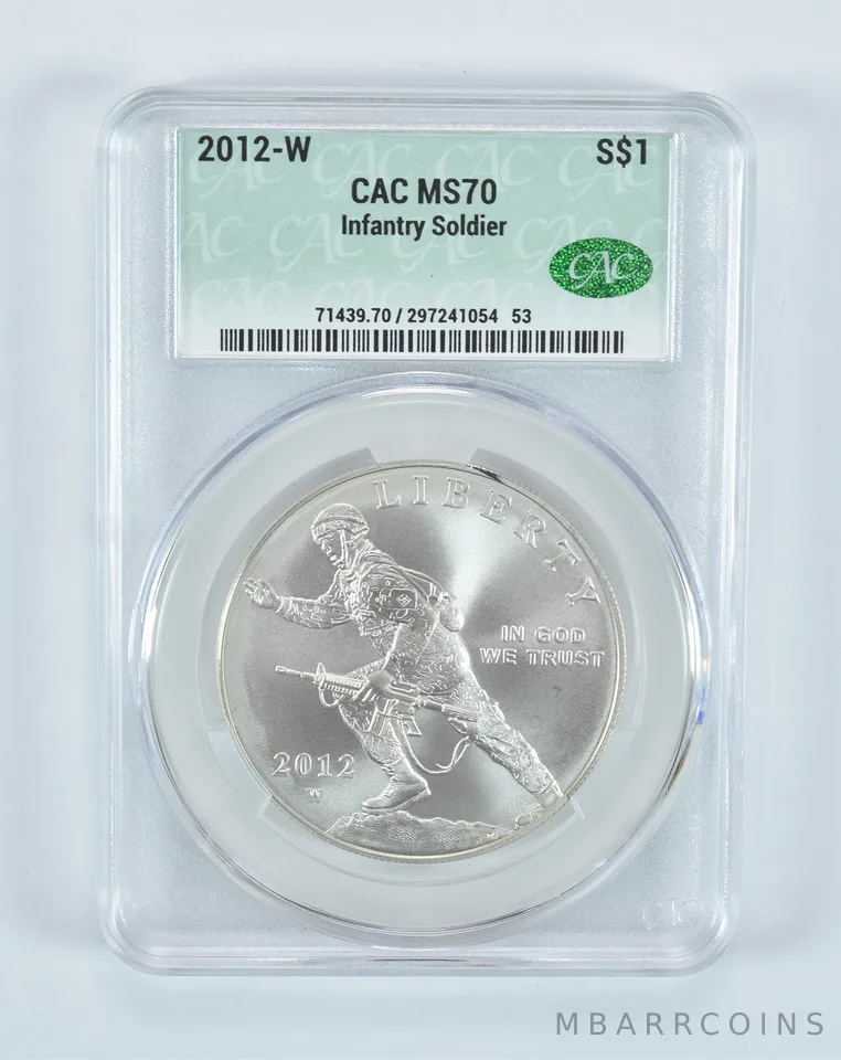 2012-W Infantry Soldier Commemorative Silver Dollar MS70 CAC CACg