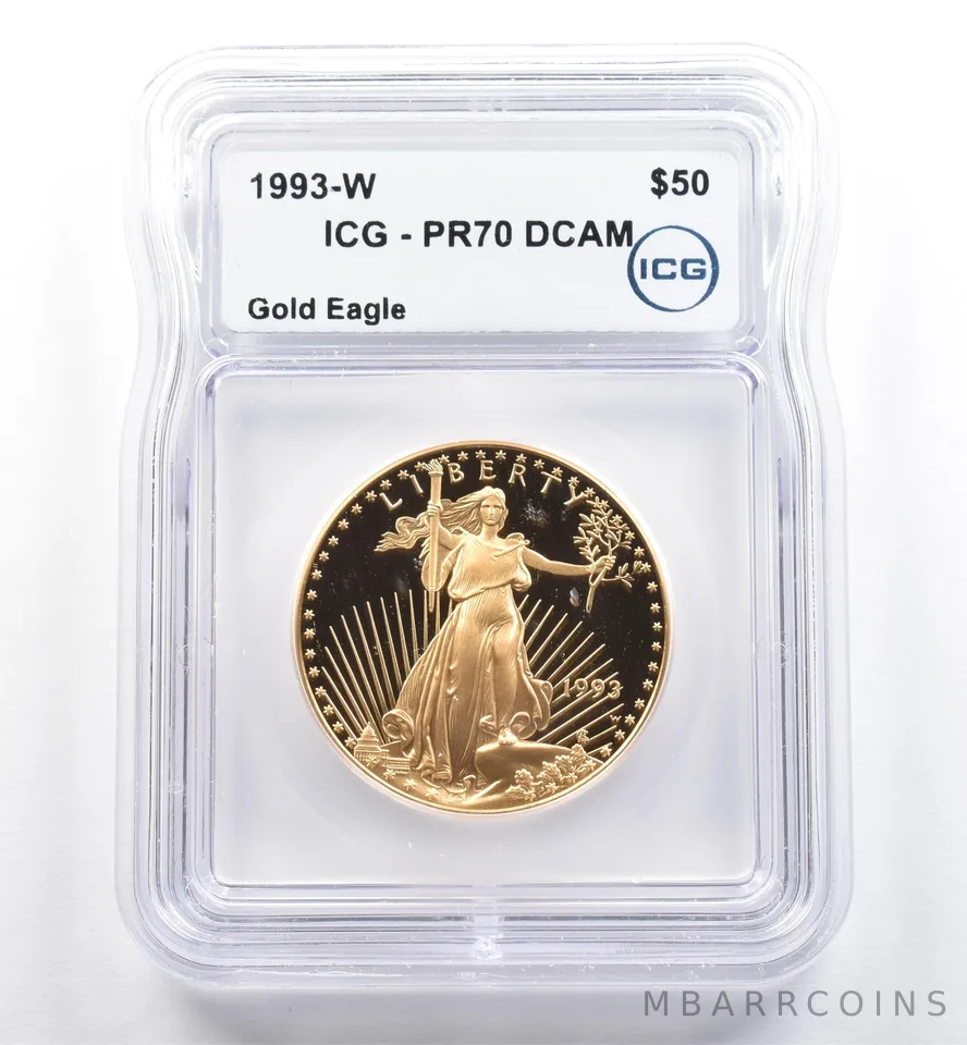 1993-W $50 American Gold Eagle 1 Oz Gold PR70 DCAM ICG