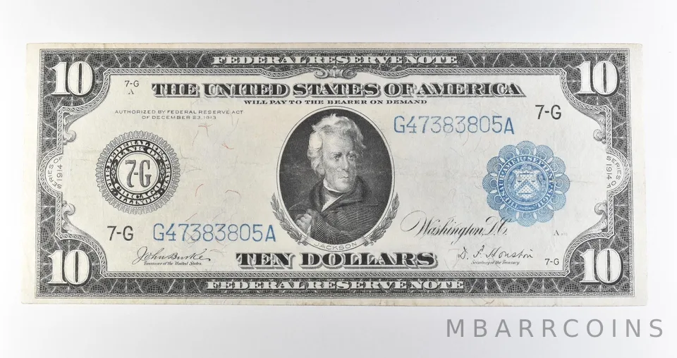 1914 $10 Chicago IL FRN Blue Seal Large Note Fr#930 *4602