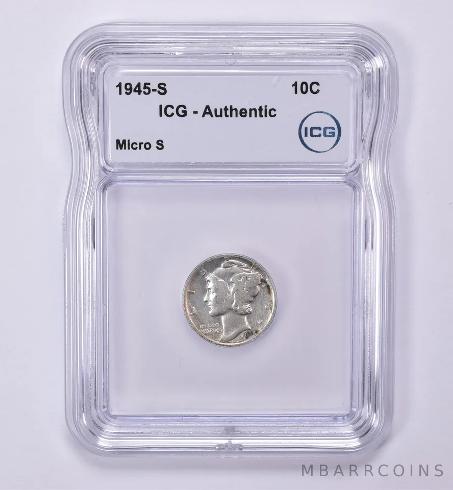 1945-S Mercury Dime Micro S Authentic ICG *0504