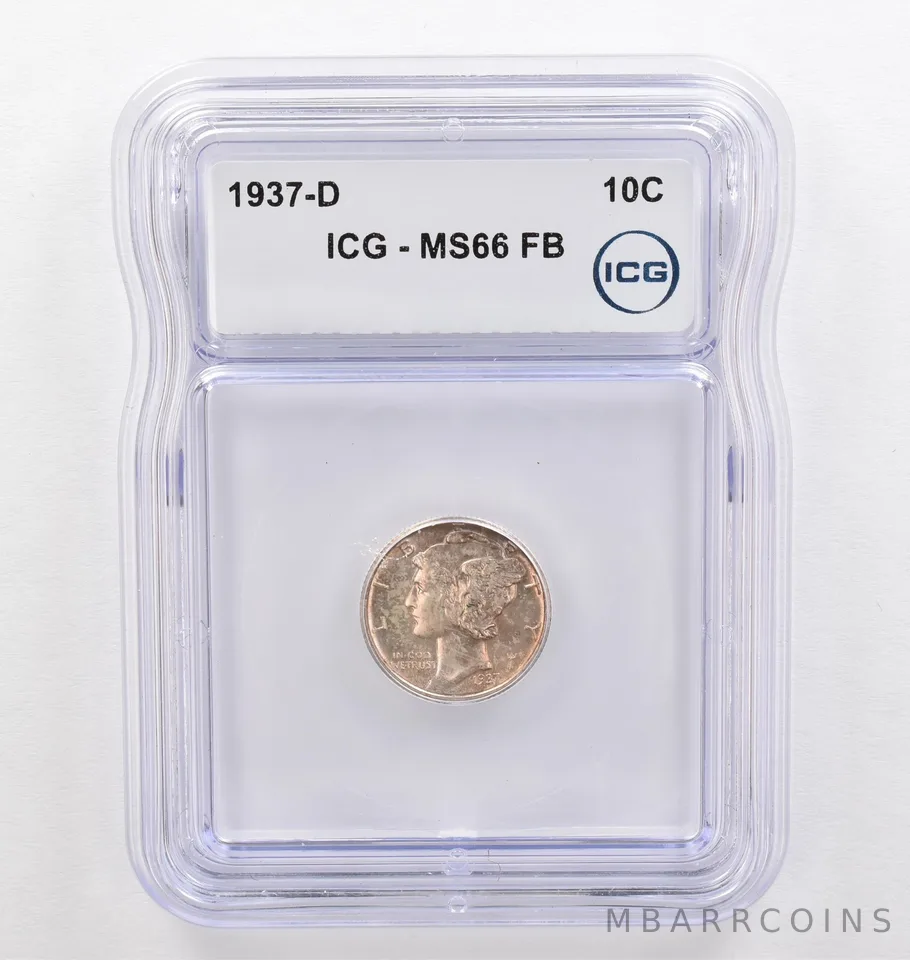1937-D Mercury Dime MS66 FB ICG Beautiful Tone *0204