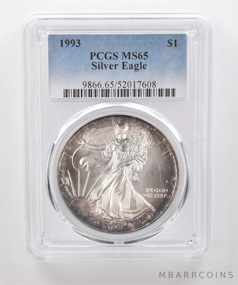 1993 American Silver Eagle MS65 PCGS Beautiful Tone *1981
