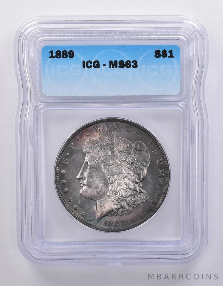 1889 Morgan Silver Dollar MS63 ICG Beautiful Blue Tone *7140