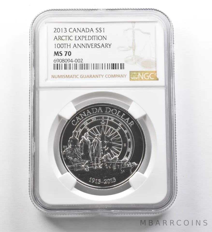 2013 Canada Silver Dollar Arctic Expedition 100th Anniversary MS70 NGC a8278