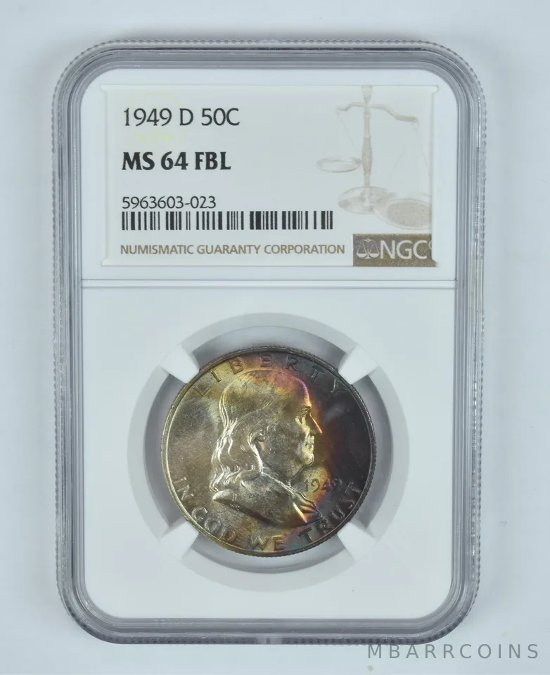MS64 FBL 1949-D Franklin Half Dollar NGC INSANE Toning *0016