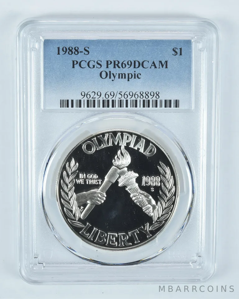 1988-S Olympic Torches Commemorative Dollar PR69 DCAM PCGS Blue Label