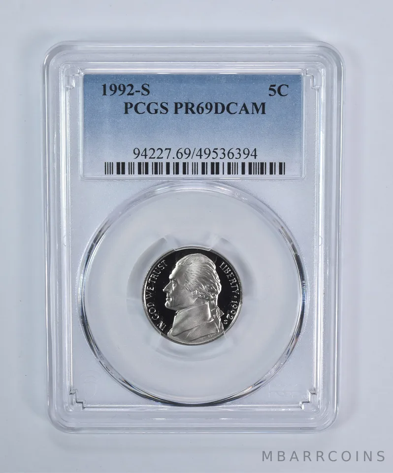 1992-S Jefferson Nickel PR69 DCAM PCGS Blue Label