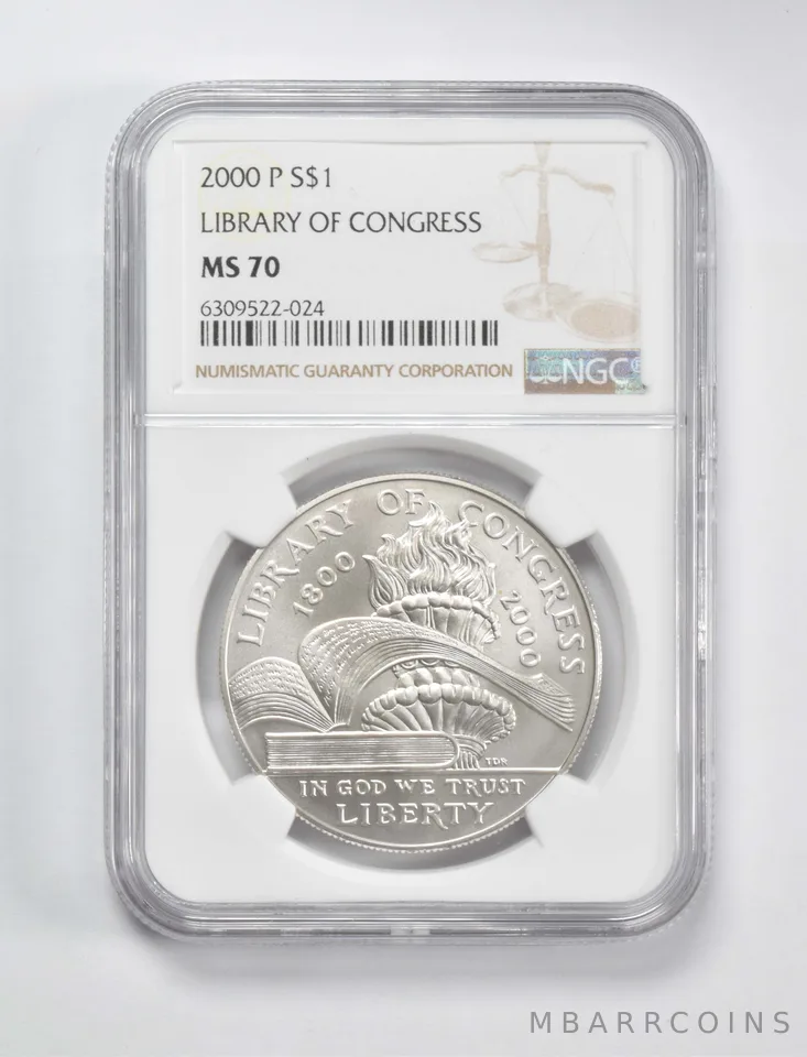 2000-P Library of Congress Commemorative $1 MS70 NGC Brown Label