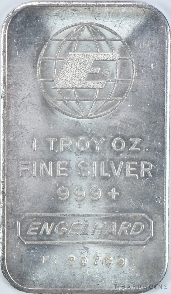 1 Troy Ounce Silver Bar Engelhard Fat E