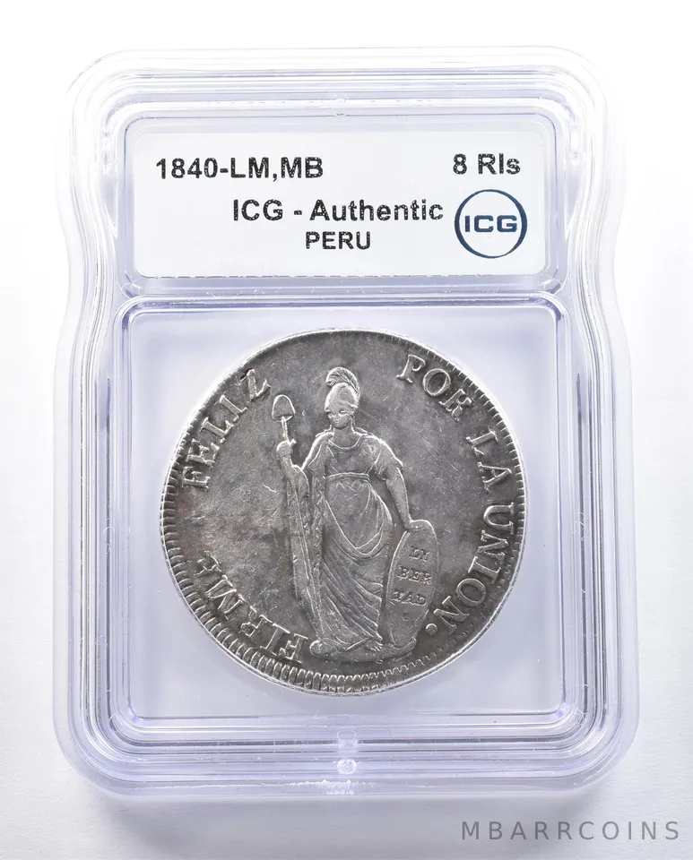 1840 LM MB Peru 8 Reales Authentic ICG *3926