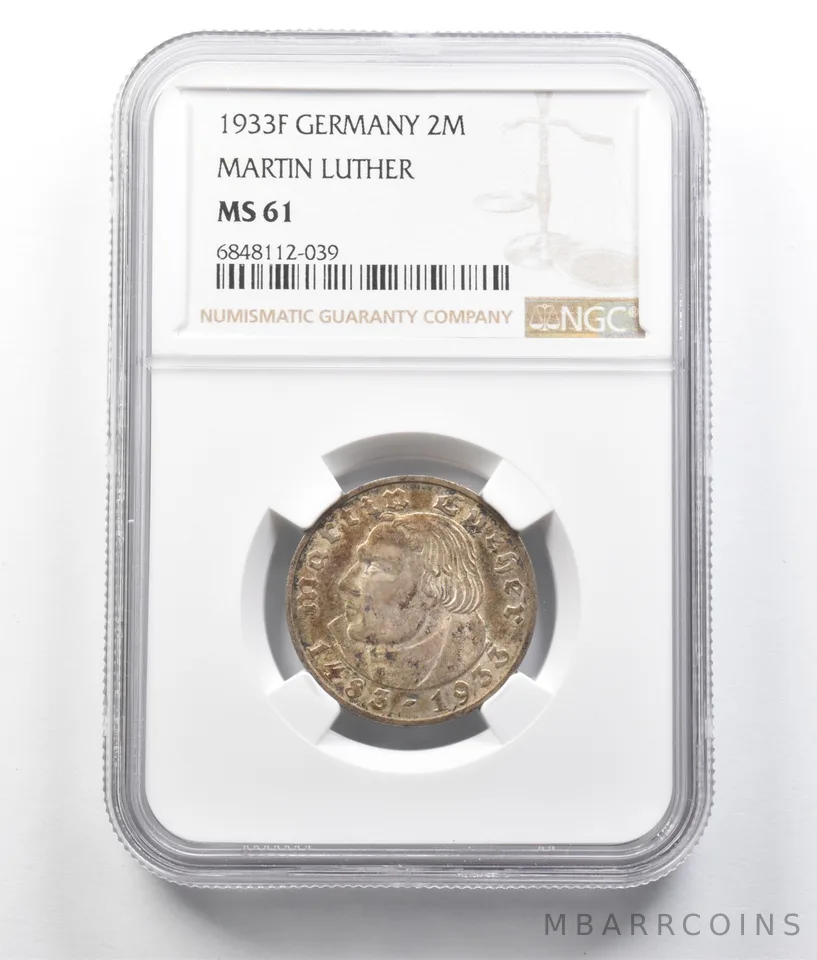 1933 F Germany 2 Marks Martin Luther MS61 NGC *7042