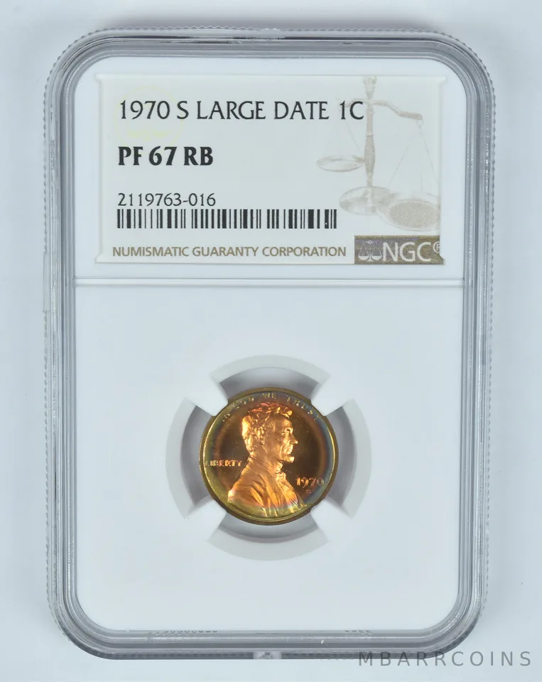 PF67 RB 1970-S Lincoln Memorial Cent - Large Date NGC INSANE Tone a8943