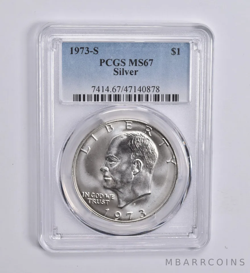 1973-S Eisenhower $1 Silver MS67 PCGS Blue Label
