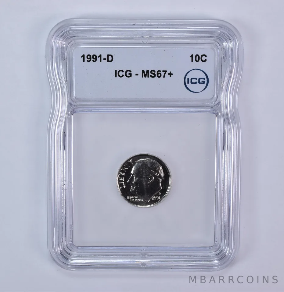 1991-D Roosevelt Dime MS67+ ICG